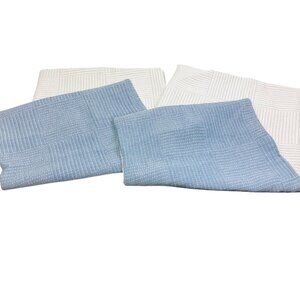 Crown & Ivy Home King Size Quilted Pillow Shams 20x36" Blue White Soft